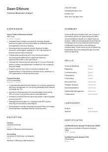 Financial Business Analyst CV Template #5