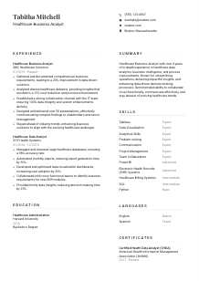 Healthcare Business Analyst Resume Template #7