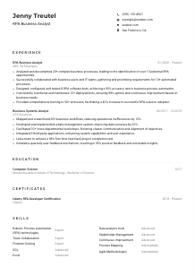 RPA Business Analyst CV Example