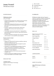 RPA Business Analyst CV Template #7