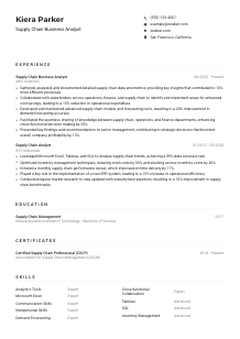 Supply Chain Business Analyst CV Example