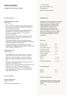 Supply Chain Business Analyst Resume Template #2