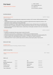 Tableau Business Analyst Resume Template #23