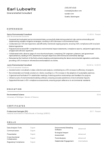 Environmental Consultant CV Template #2