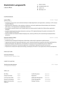 Liaison Officer CV Example