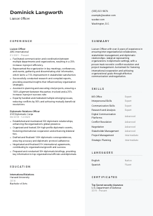 Liaison Officer Resume Template #2