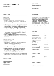 Liaison Officer Resume Template #1