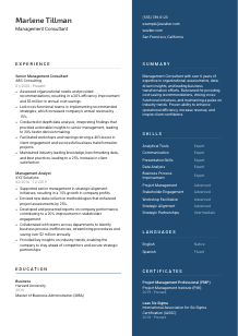 Management Consultant CV Template #2