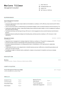 Management Consultant CV Template #3