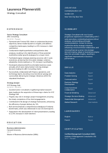 Strategy Consultant Resume Template #2