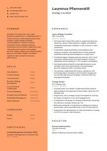 Strategy Consultant Resume Template #3