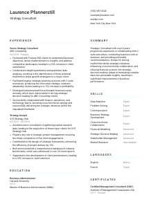 Strategy Consultant Resume Template #1