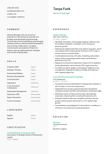 Alliance Manager Resume Template #14