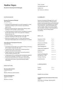 Business Development Manager CV Template #1