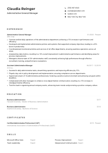 Administrative General Manager Resume Example