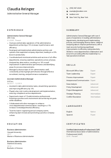 Administrative General Manager CV Template #13
