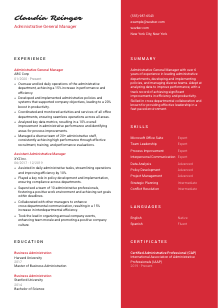 Administrative General Manager CV Template #22