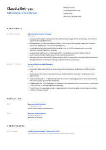 Administrative General Manager CV Template #8