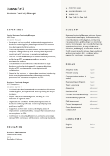 Business Continuity Manager CV Template #13