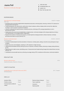 Business Continuity Manager CV Template #23