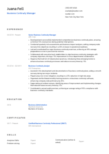 Business Continuity Manager Resume Template #8