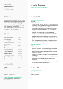 Business Operations Manager Resume Template #2