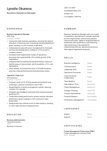 Business Operations Manager Resume Template #1