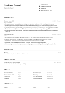 Business Owner CV Example