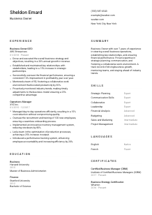 Business Owner Resume Template #1