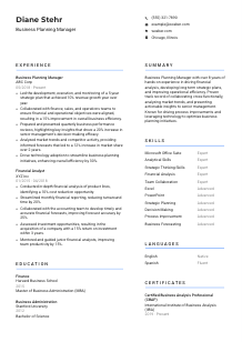 Business Planning Manager Resume Template #2
