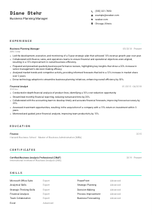 Business Planning Manager Resume Template #3