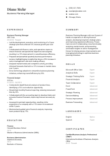 Business Planning Manager CV Template #1