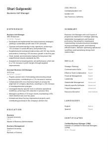 Business Unit Manager CV Template #1