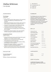 Floor Manager Resume Template #2