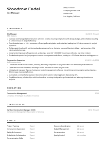 Site Manager CV Template #2