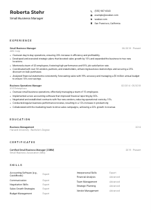 Small Business Manager CV Example