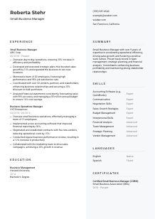 Small Business Manager Resume Template #2