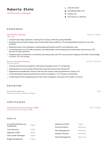 Small Business Manager CV Template #1