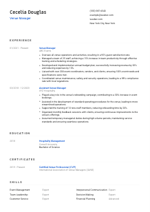 Venue Manager Resume Template #8
