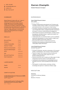 Market Research Analyst Resume Template #3