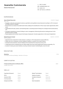 Market Researcher Resume Example