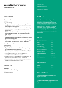 Market Researcher CV Template #16