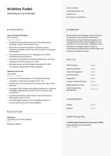 Marketing Account Manager CV Template #12