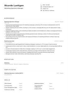 Marketing Operations Manager CV Example