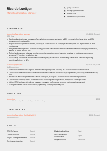 Marketing Operations Manager CV Template #3