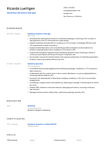 Marketing Operations Manager CV Template #1