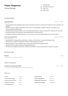 Proposal Manager CV Example