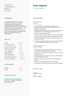 Proposal Manager Resume Template #2