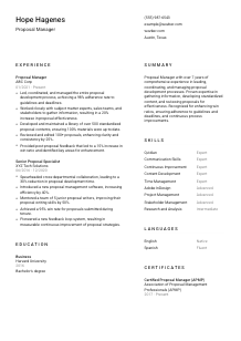 Proposal Manager Resume Template #1