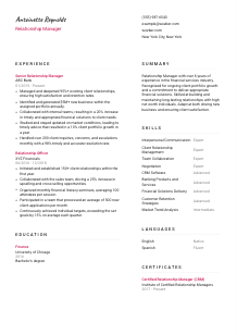Relationship Manager Resume Template #11
